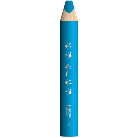 Matite colorate BIC Kids Multisurface con fusto triangolare in conf. 6 pezzi assortiti + temperamatite - 515220